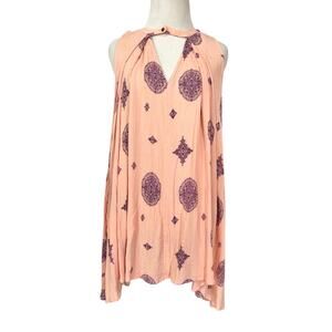 Free People Womens Swing Tunic Dress S Peach Purple Ethereal Boho Festival